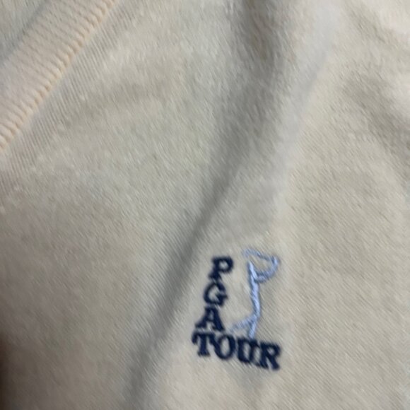 Vtg PGA Tour Sweater Men Large Golf Cotton Made in USA Pale Light Yellow‎ (Z) - Picture 2 of 7